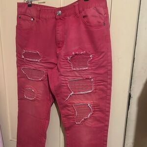 Women's Straight Leg Jeans - Pink
